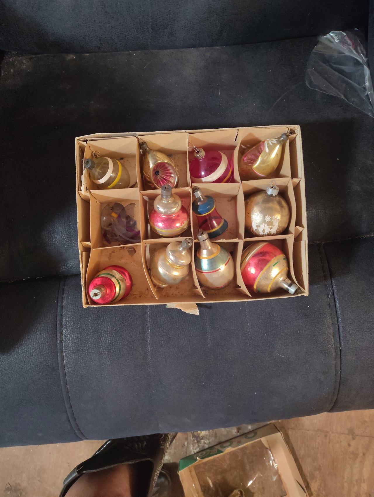 Vintage Glass Christmas Ornaments Set