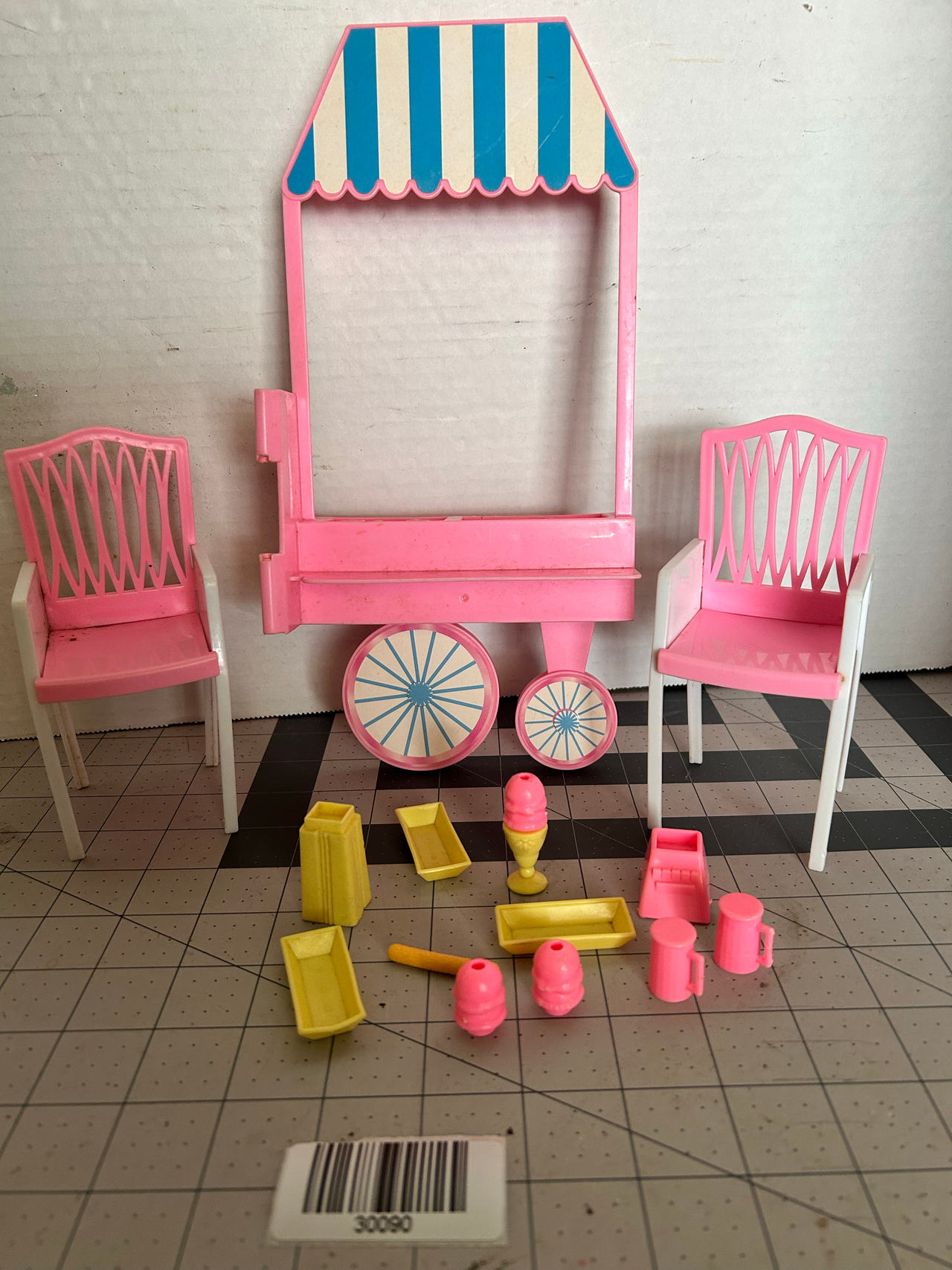 Barbie Ice Cream Shoppe Cart Playset accessories  vtg 1980s   30091