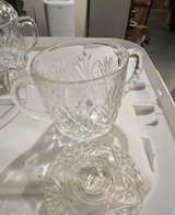 Vintage Pressed Glass Sugar Bowl with Lid - Image 1
