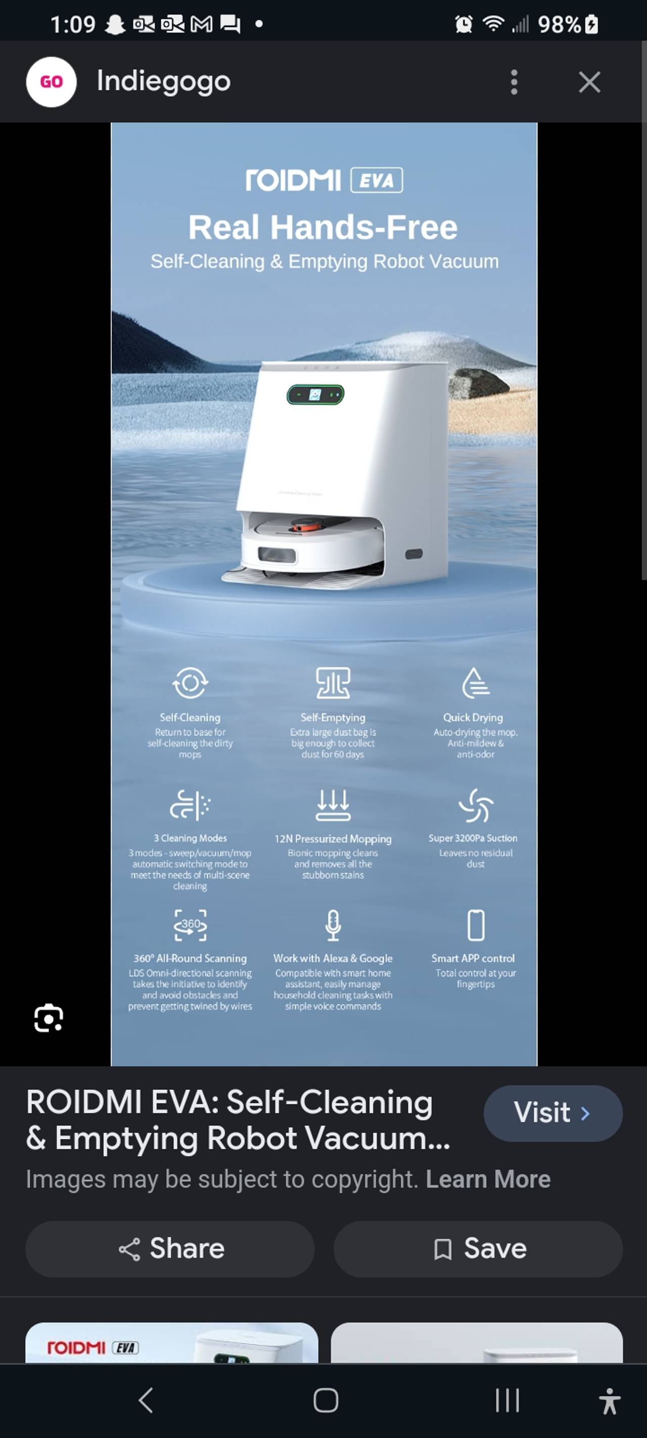 ROIDMI EVA Self-Cleaning and Emptying Robot Vacuum