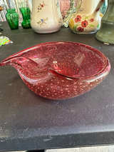 Murano Bullicante Cranberry Red Glass Bowl - Image 1