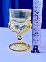 Tiffin-Franciscan Kings Crown Amber Yellow Glass Goblets set of 3 - Image 2