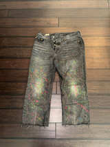 Levi's PREMIUM 501 90’s BIG E Custom Paint Splatter CUT Jeans Size 15 Womens - Image 1