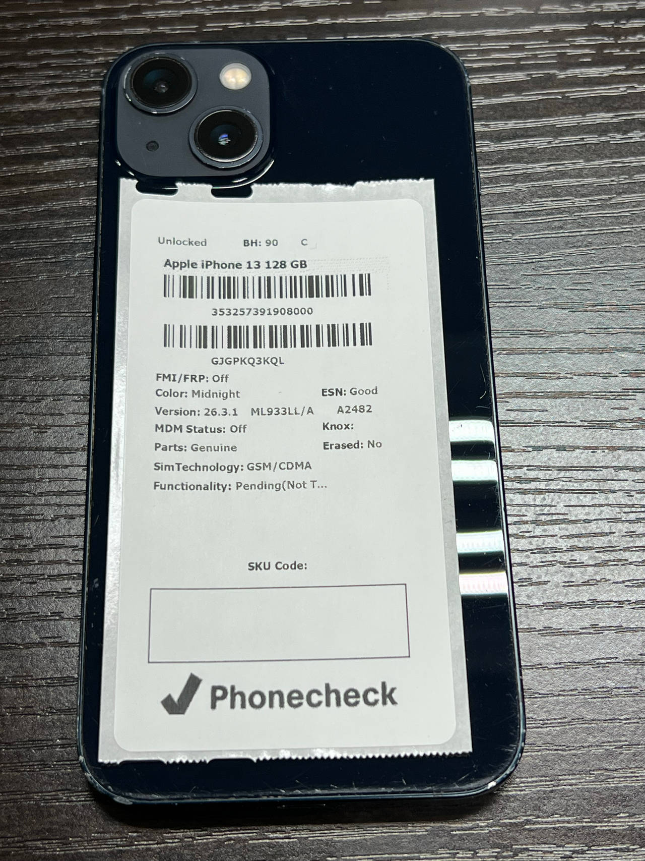 Apple iPhone 13 128GB Midnight unlocked 90% battery health