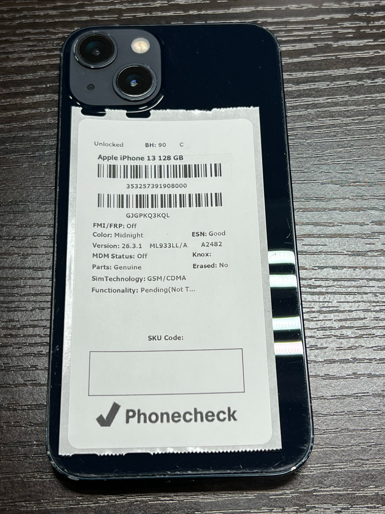 Apple iPhone 13 128GB Midnight unlocked 90% battery health