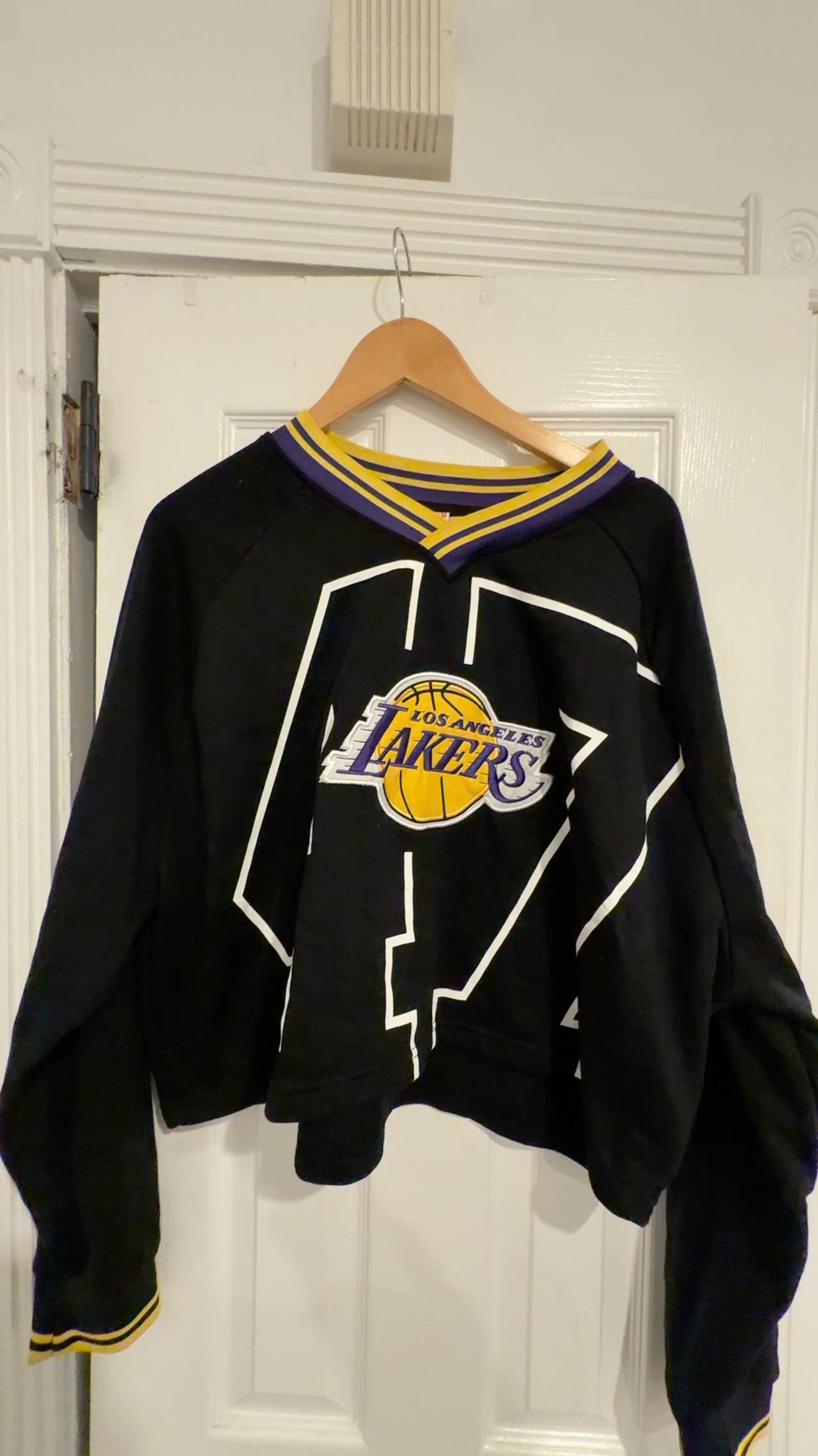 Ultra Game 3X Lakers Courtside Sweatshirt Black CROP TOP WOMENS 