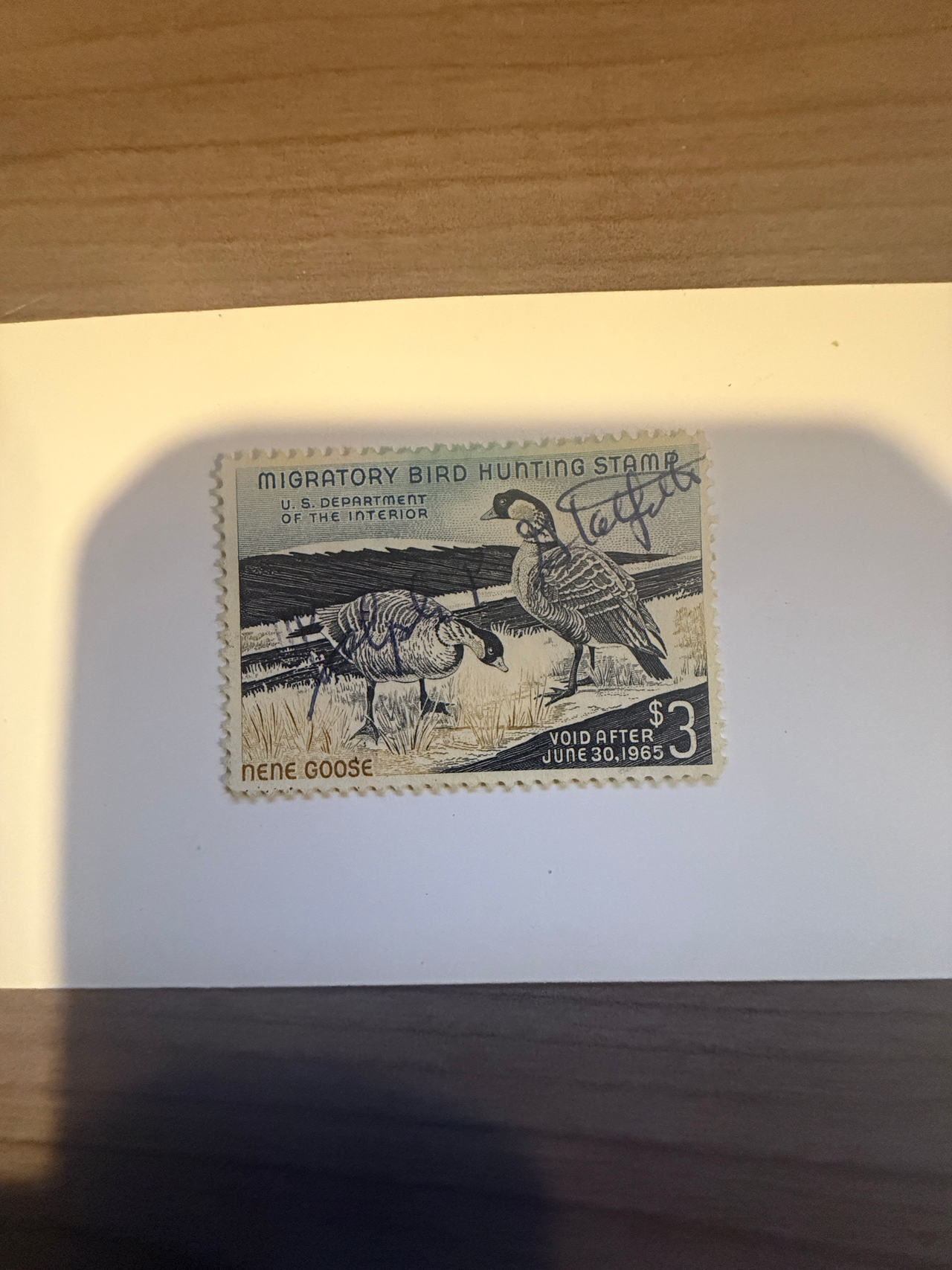 1964 $3 Nene Goose Migratory Bird Hunting Stamp artist signed CV$250