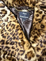 Dennis Basso Faux Fur Leopard Print Coat Size L - Image 1