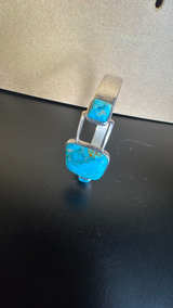 Navajo 925 Sterling Silver Turquoise Cuff Bracelet - Image 6