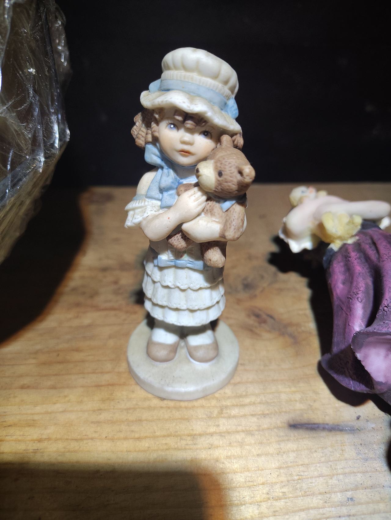 Vintage Girl with Teddy Bear Figurine