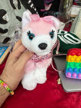 Justice Pink Husky Plush Purse with Sequin Collar - Image 1
