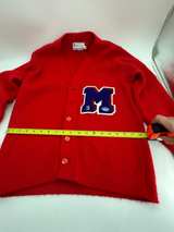 Red Vintage Varsity Letter Cardigan Sweater - Image 2
