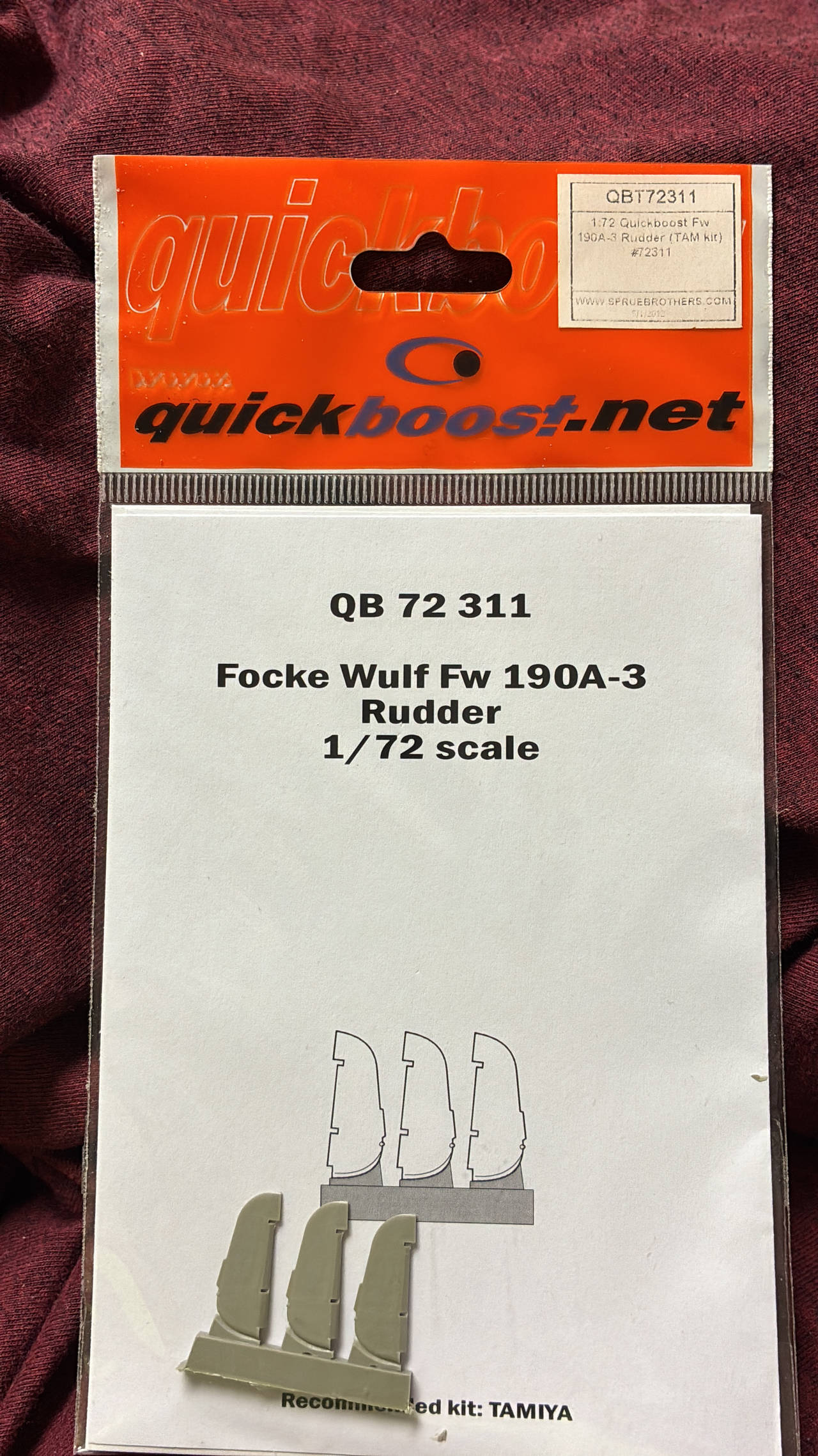 Quickboost Focke Wulf Fw 190A-3 Rudder 1/72 scale