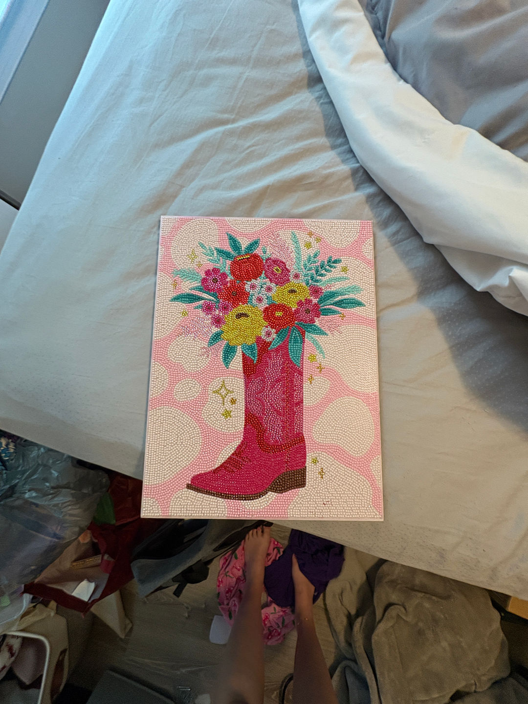 Diamond Painting Kit - Pink Cowboy Boot with Flowers