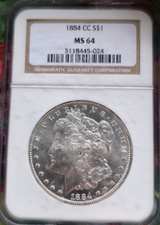 1884-CC Morgan Silver Dollar MS64 NGC - Image 1