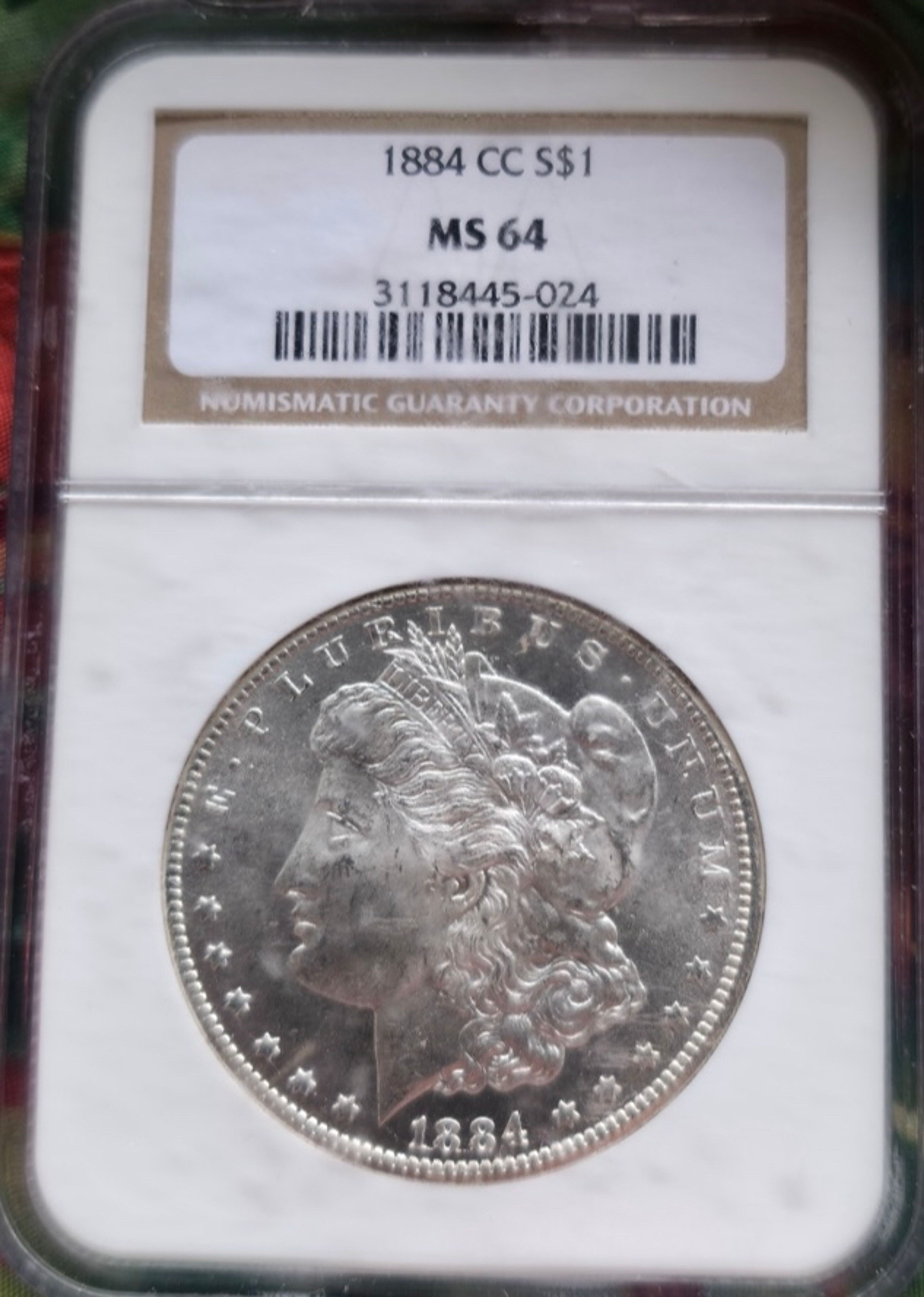 1884-CC Morgan Silver Dollar MS64 NGC