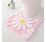 QJHOMO Toilet Rugs U Shaped, Pink Toilet Mat Cute Daisy Contour Bath Rug 18"x18" - Image 1