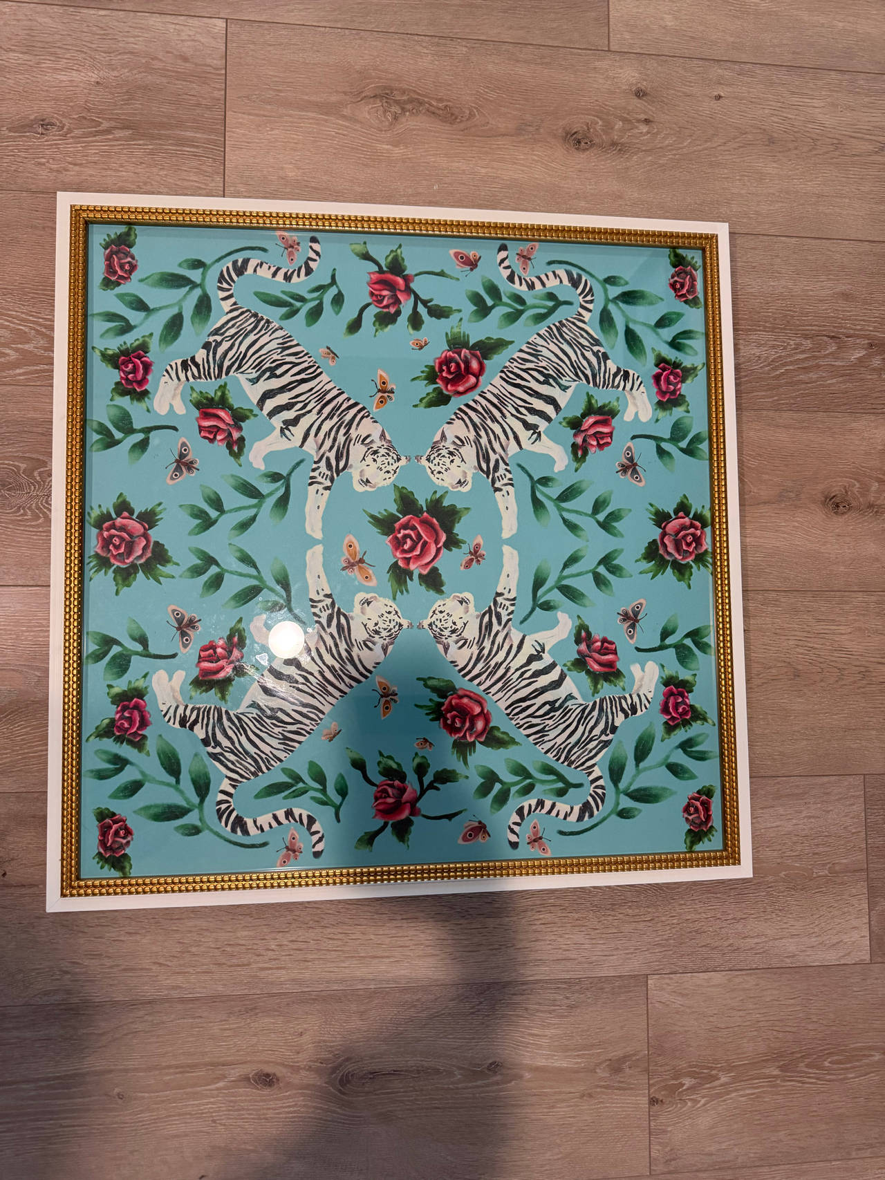 White Tiger and Rose Framed Wall Art