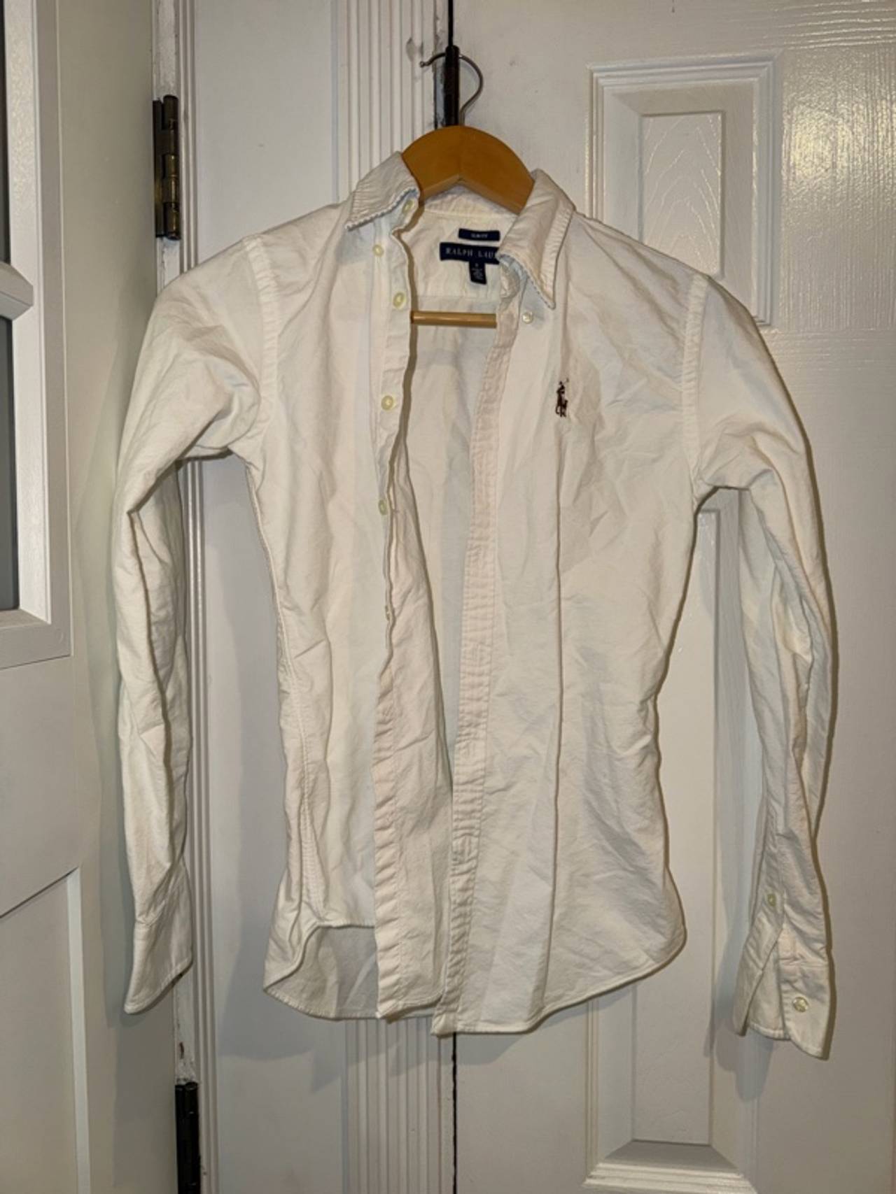 Ralph Lauren Polo Button-Down Shirt White Slim Fit Size 0
