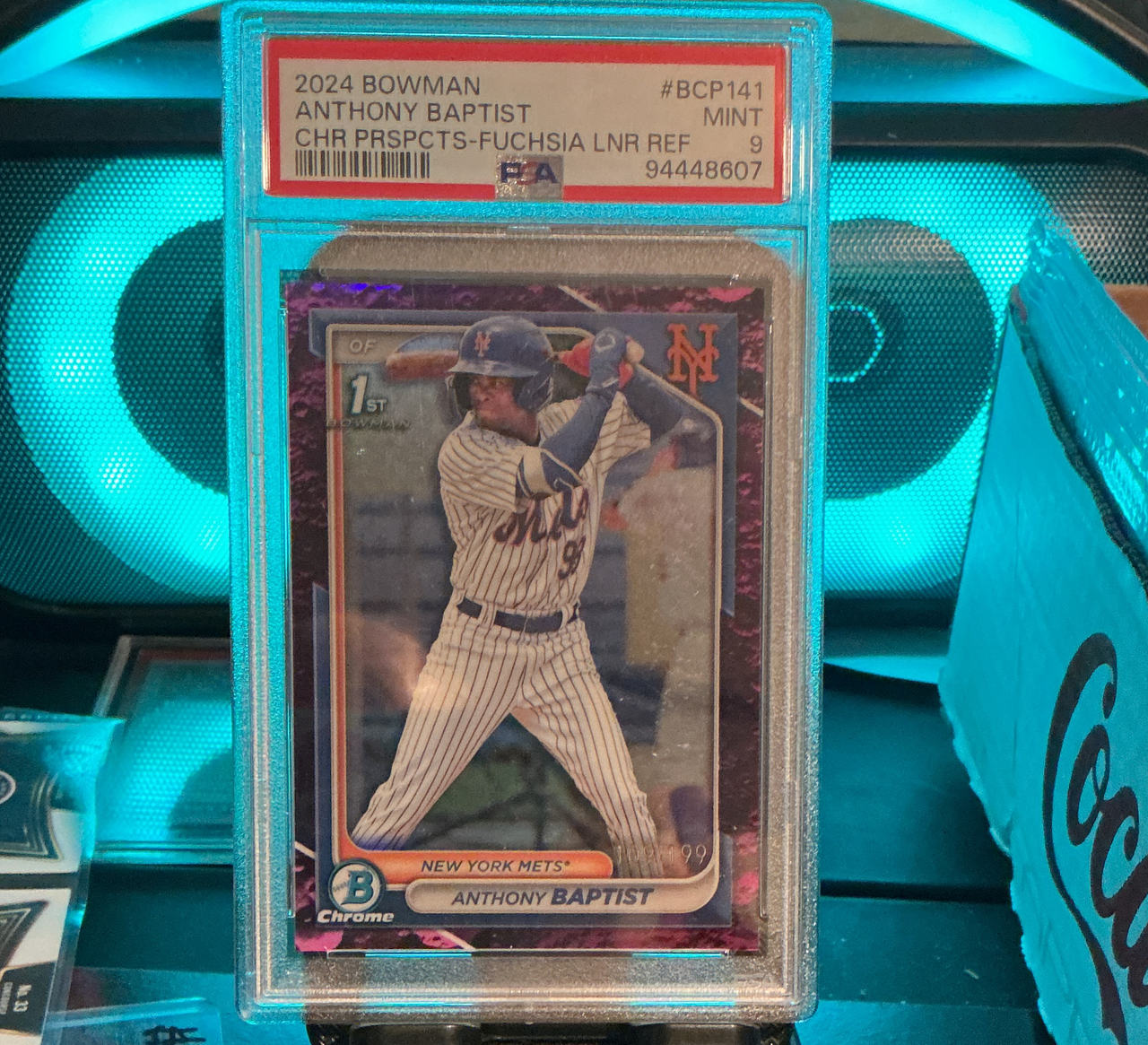 2024 Bowman Chrome Anthony Baptist Fuchsia Lunar Refractor /199 PSA 9