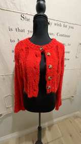 Double Zero Cropped Cardigan Red - Image 1