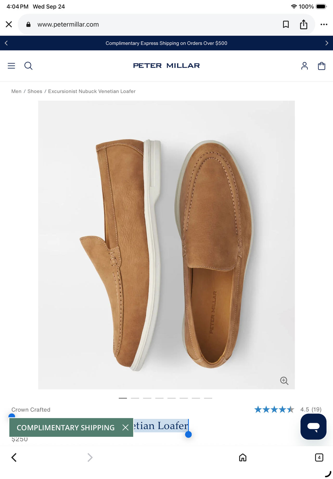 Peter Millar Excursionist Nubuck Venetian Loafer