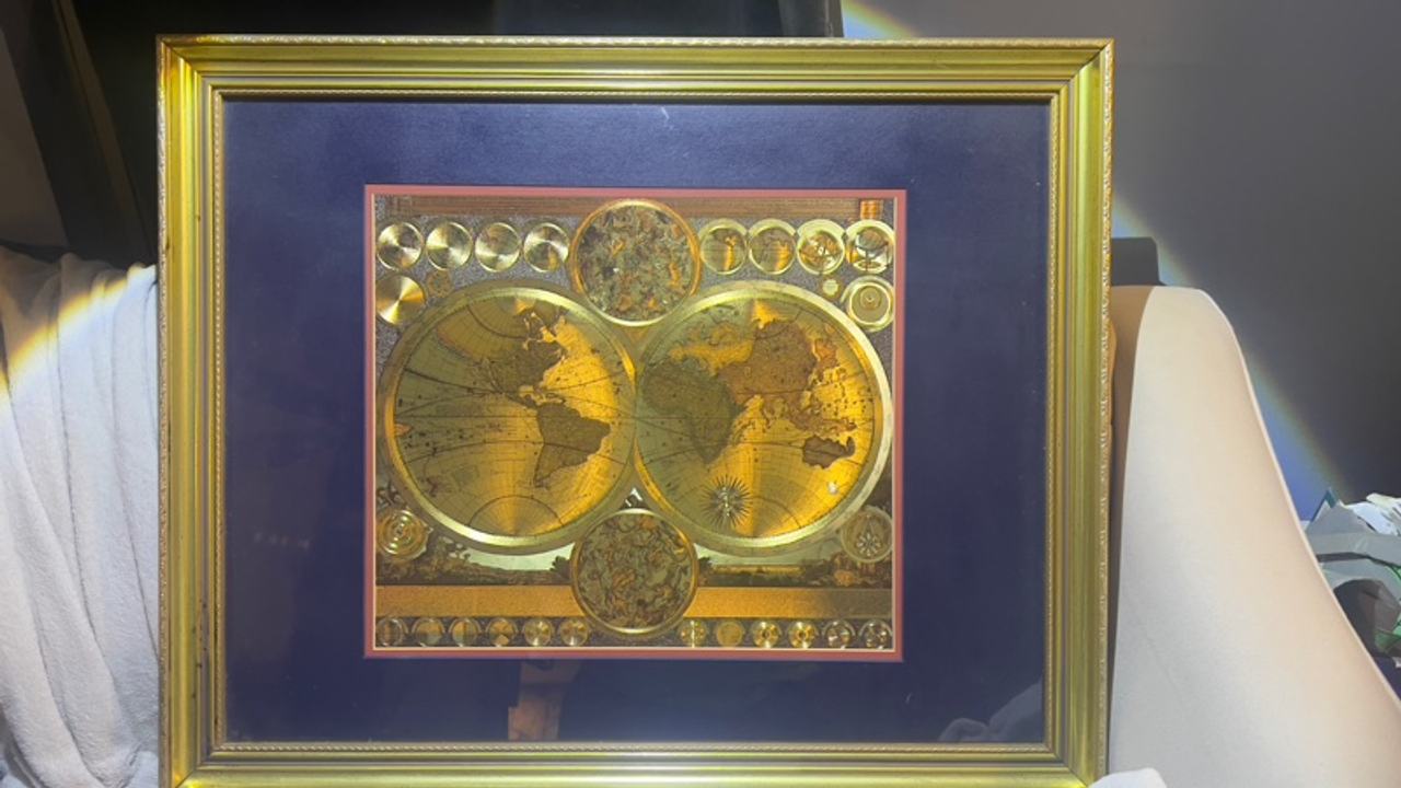 Peter Schenk The Elder Gold Foil World Map (Framed)