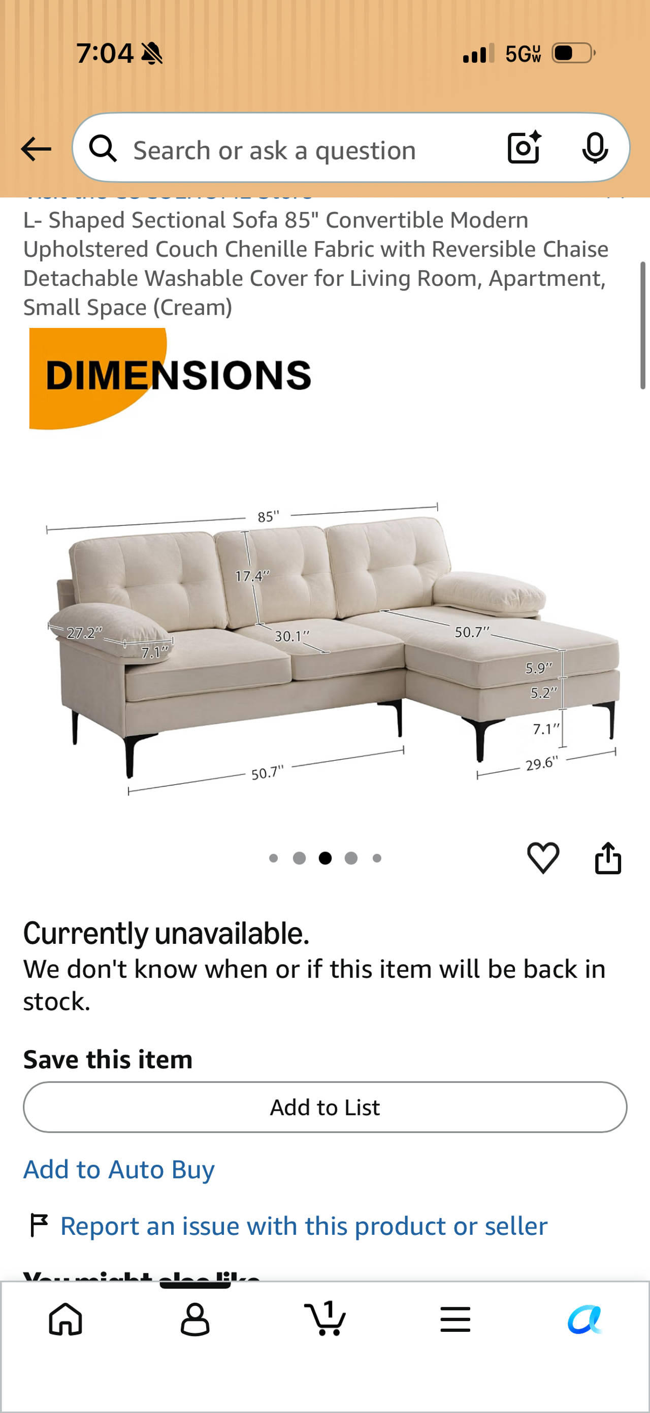 85" Convertible Modern Upholstered Sectional Sofa with Reversible Chaise