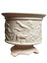 Vintage White Ceramic Cherub Relief Footed Planter - Image 5