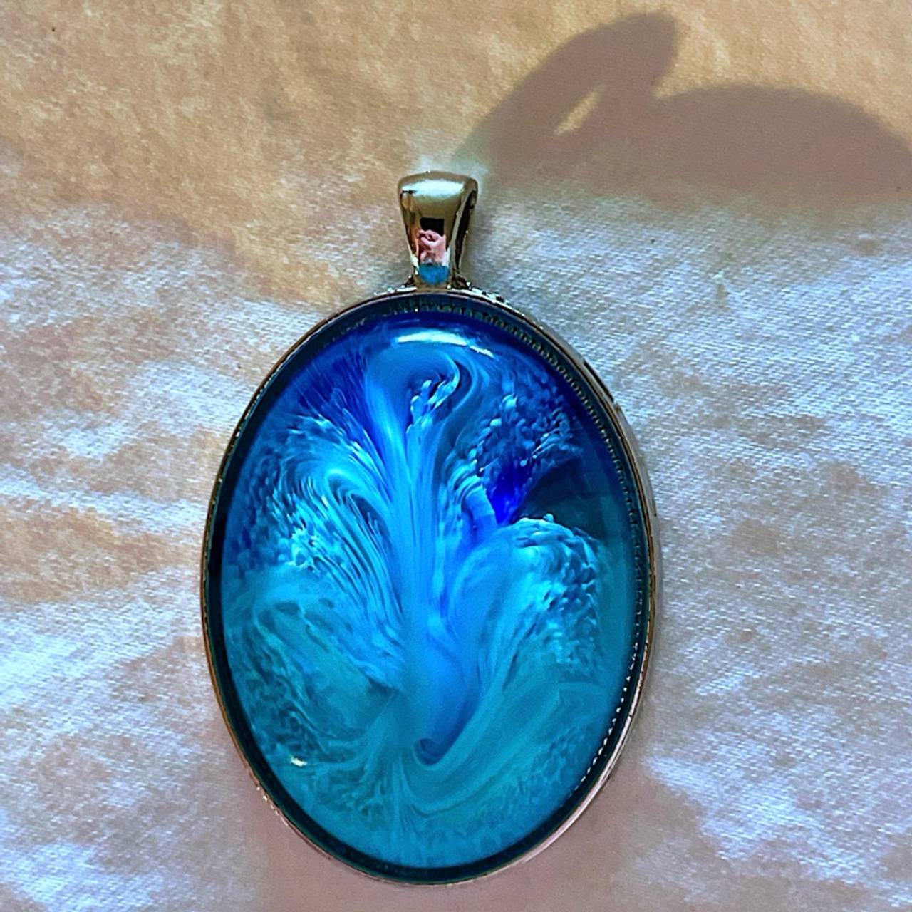 Blue Resin Pendant Necklace