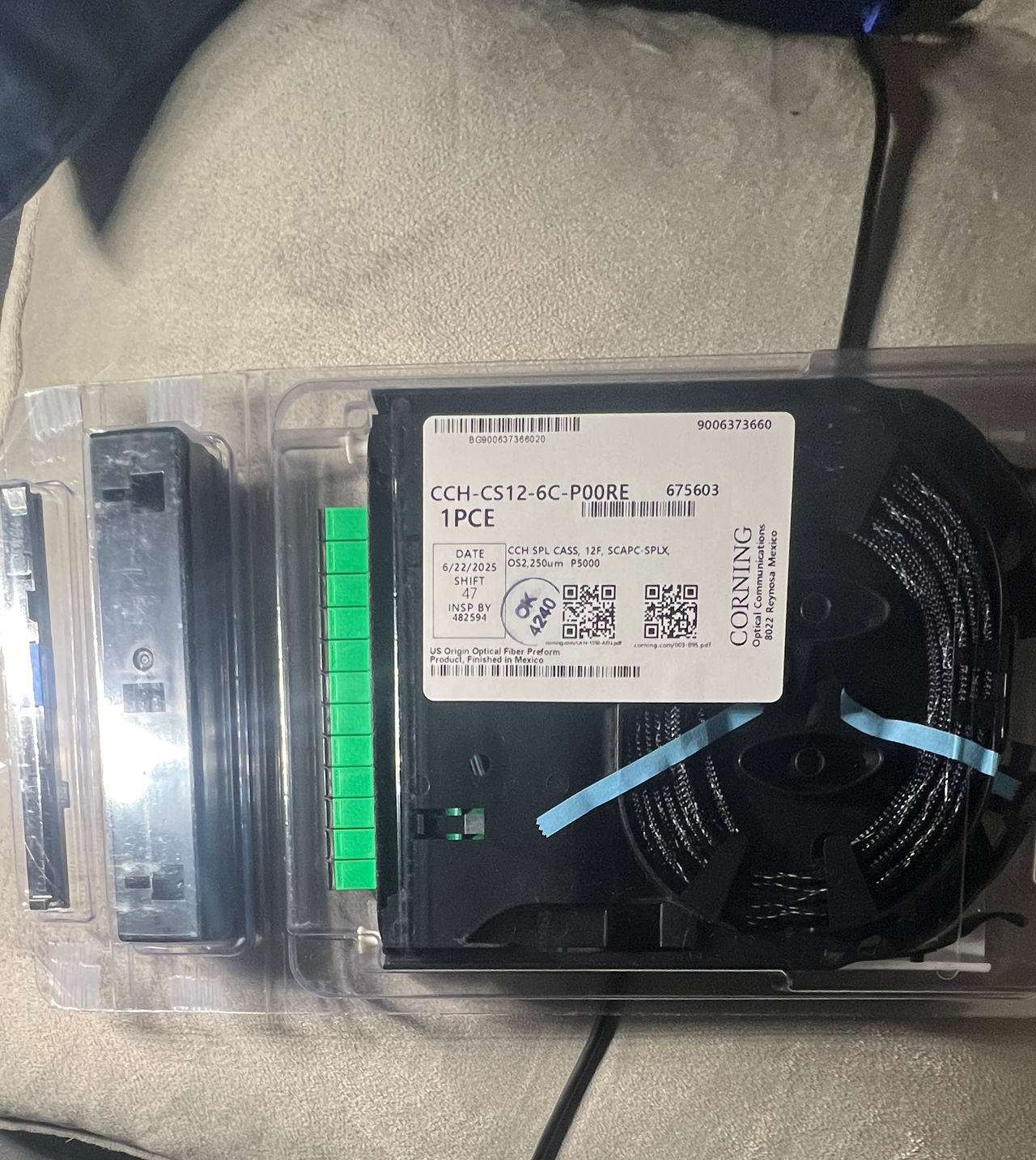 Corning CCH Splice Cassette 12 F, SC APC, Single-mode (OS2)