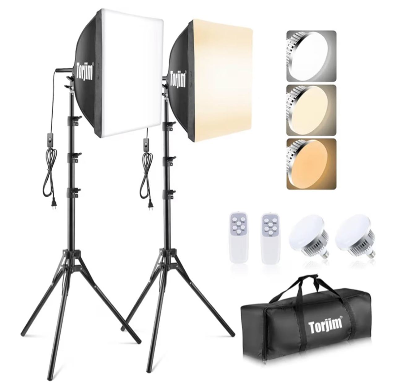 TORJIM Softbox Photography Lighting Kit, 16'' x 16'' Professional Softbox Light