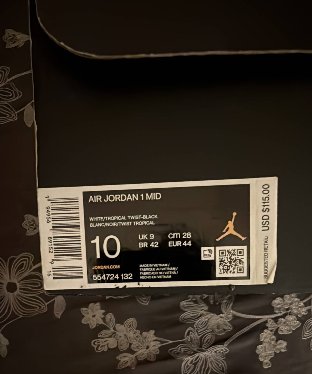 Air Jordan 1 Mid Tropical Twist White Black