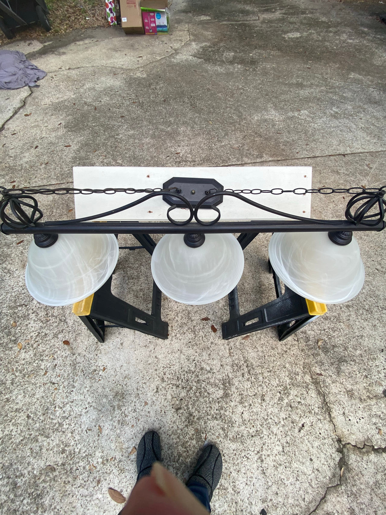 3-Light Island Chandelier with Alabaster Glass Shades