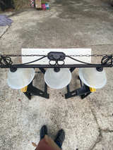 3-Light Island Chandelier with Alabaster Glass Shades - Image 1