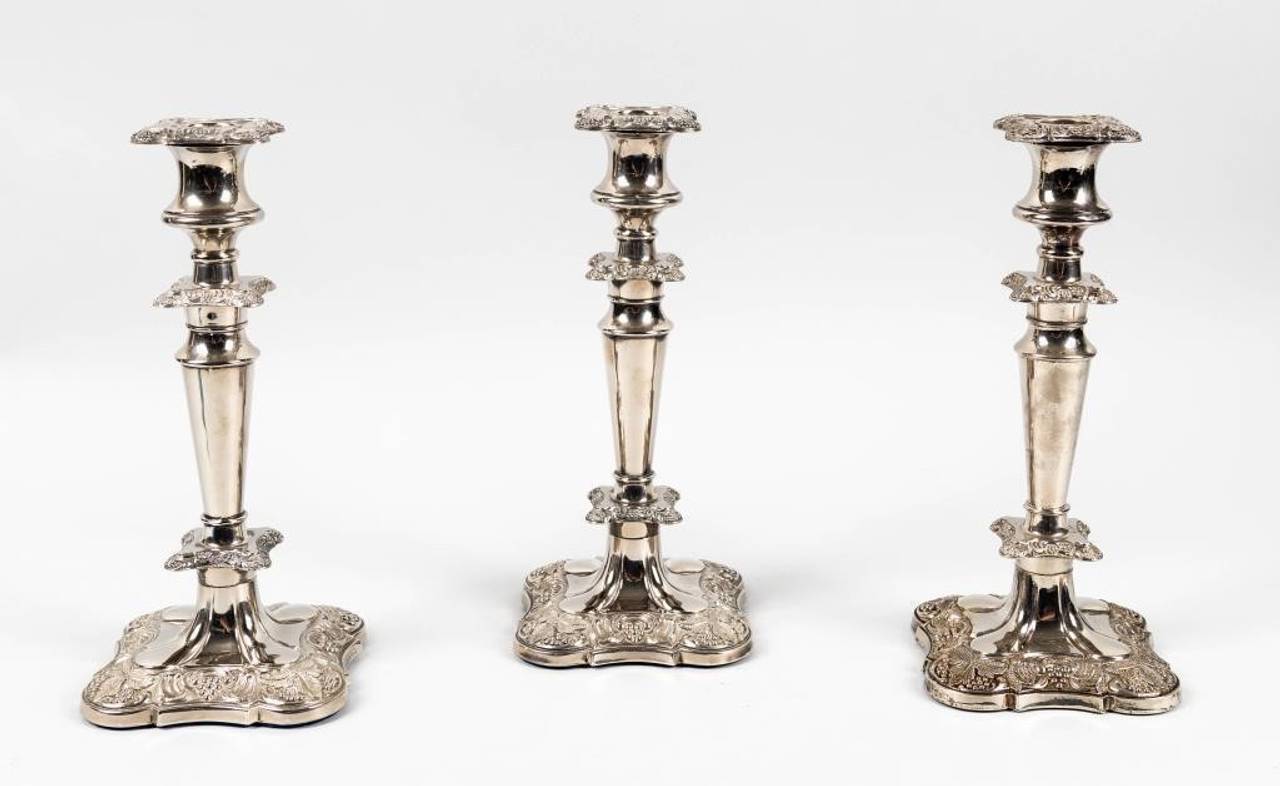 Vintage Silver Plated Candlesticks Set of 3.
