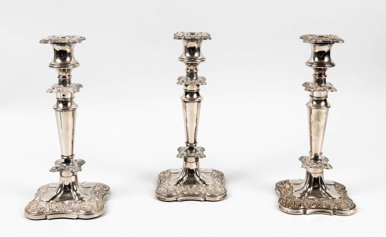 Vintage Silver Plated Candlesticks Set of 3.