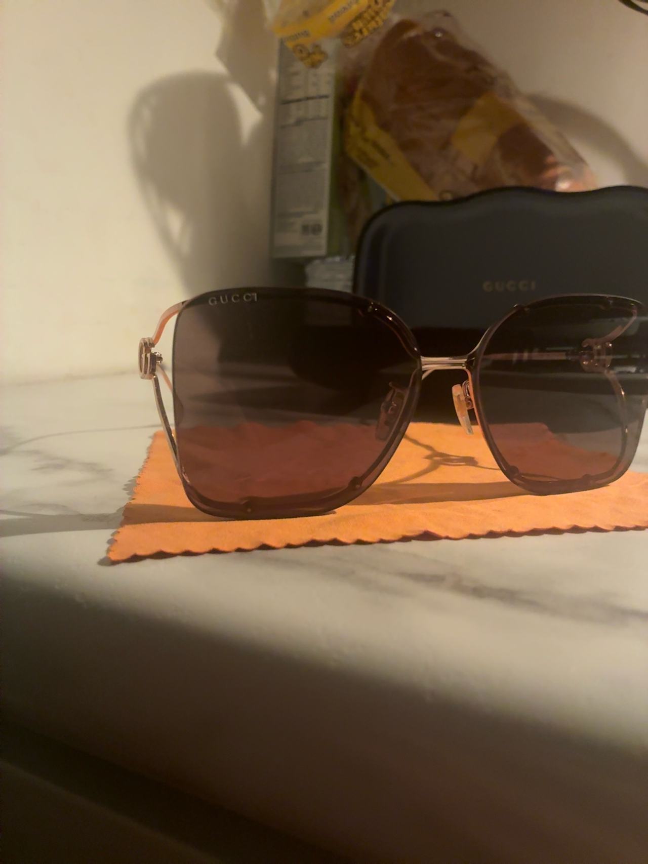 Gucci Square Frame Gold Sunglasses