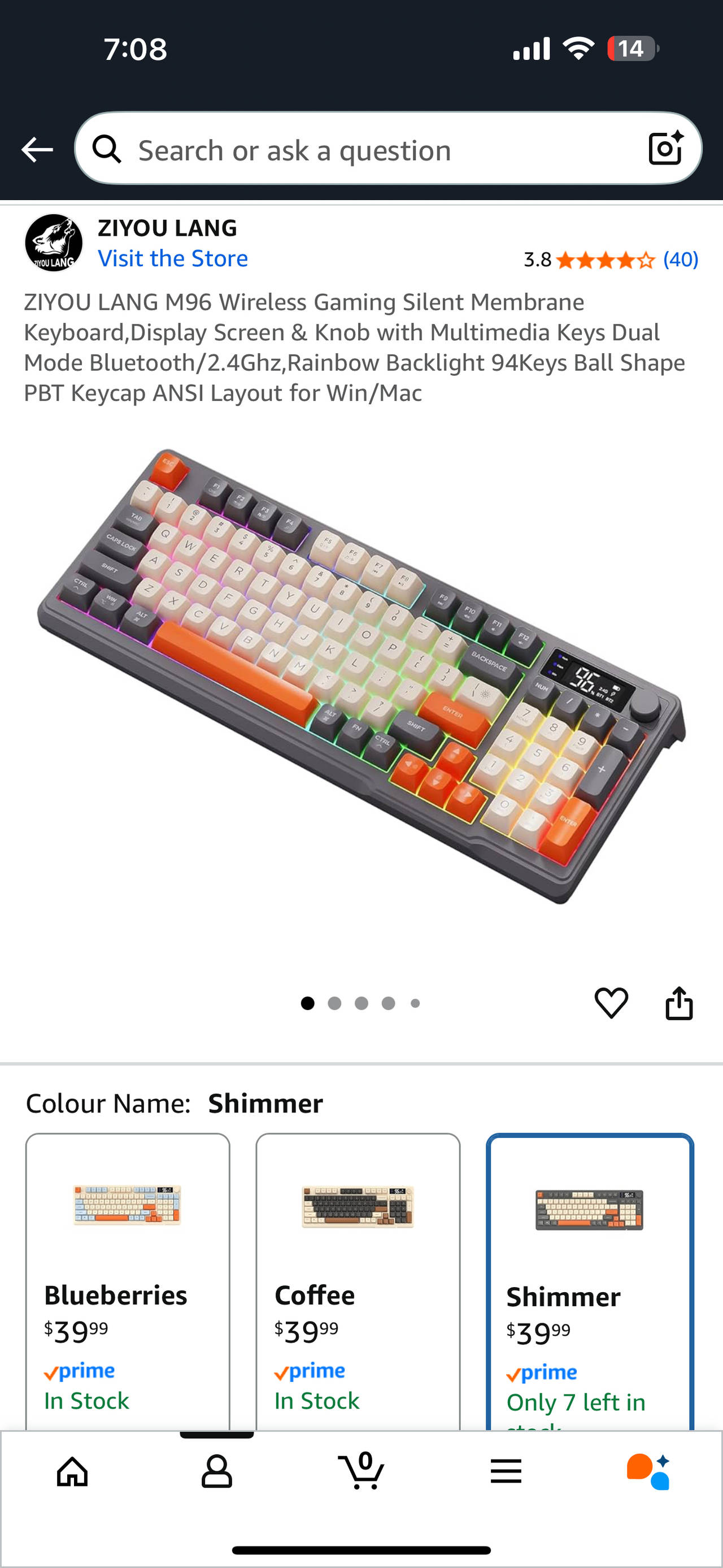 ZIYOU LANG M96 Wireless Gaming Silent Membrane Keyboard