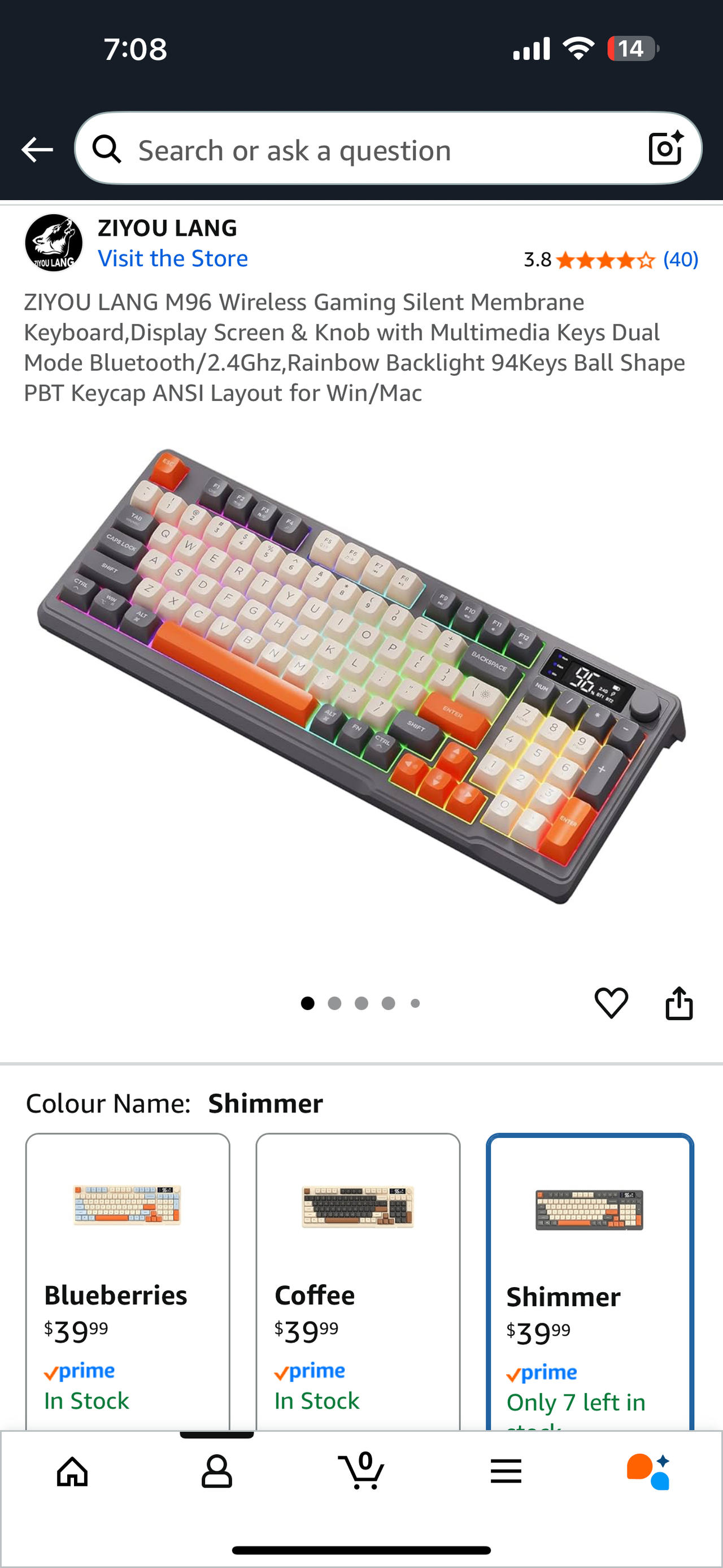 ZIYOU LANG M96 Wireless Gaming Silent Membrane Keyboard