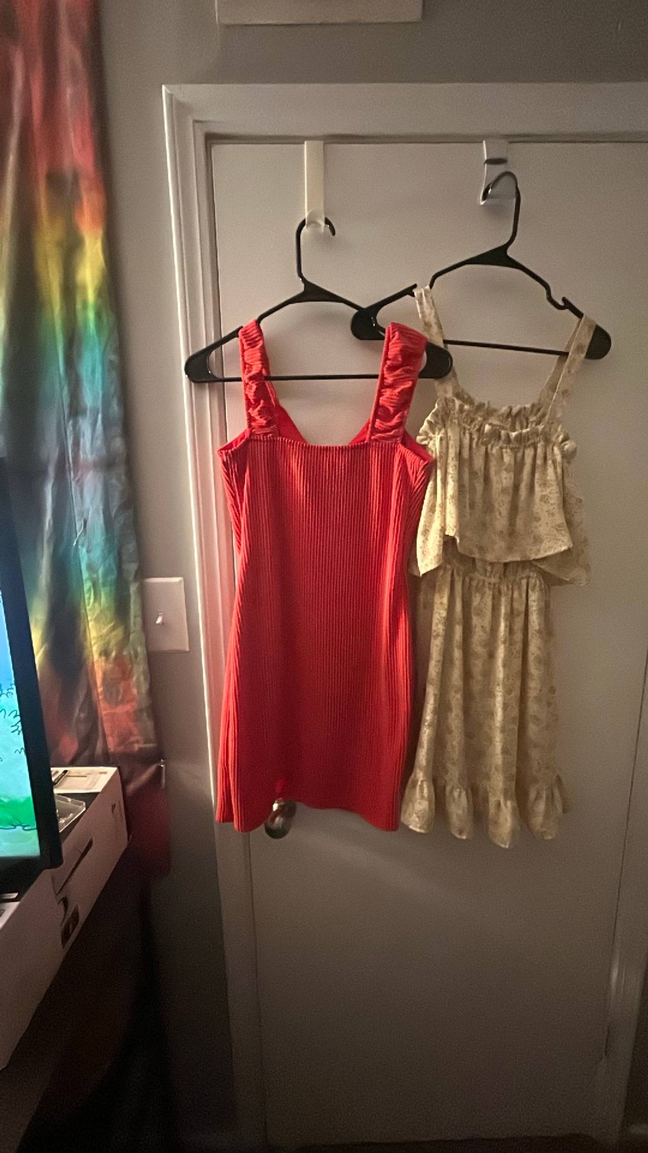 Ribbed Tie-Front Ruffle Strap Dress
