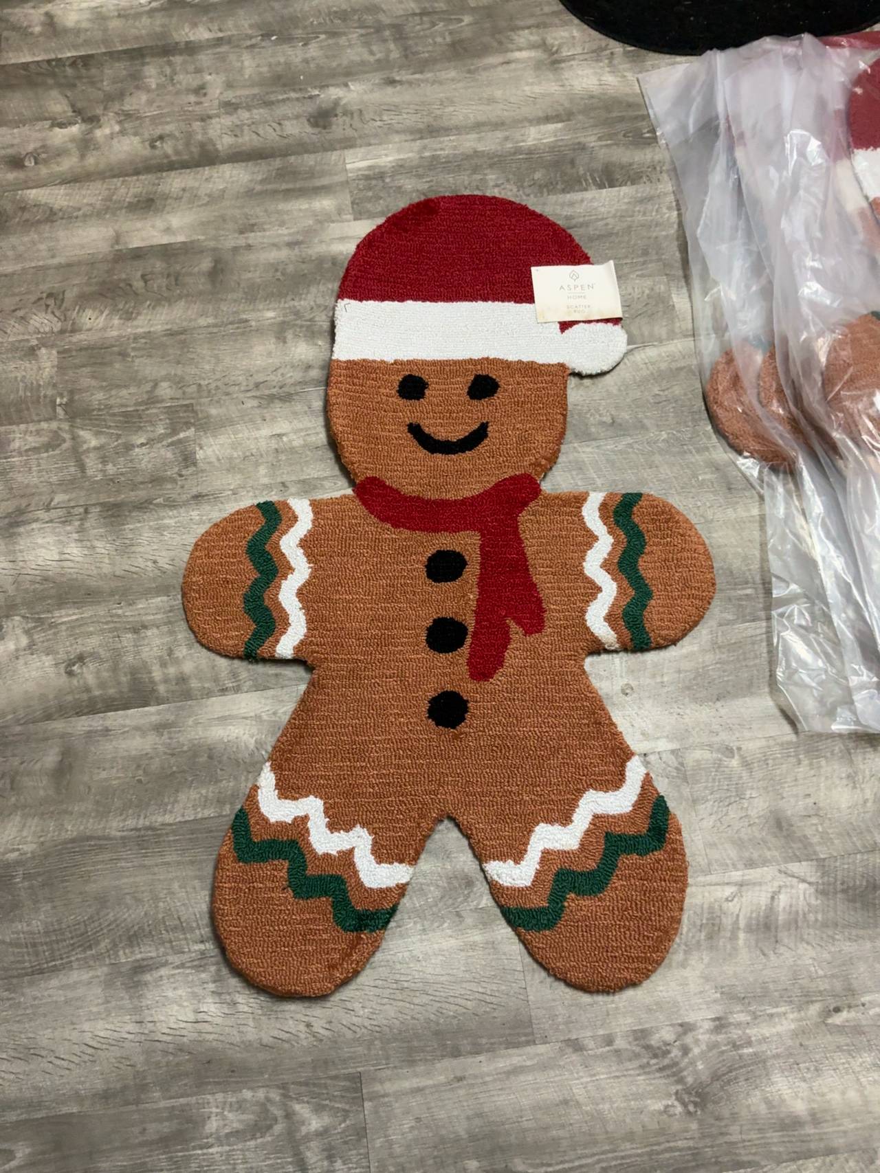 Aspen Gingerbread Man Rug with Santa Hat