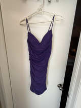 Windsor Purple Glitter Ruched Homecoming Dress - Image 1