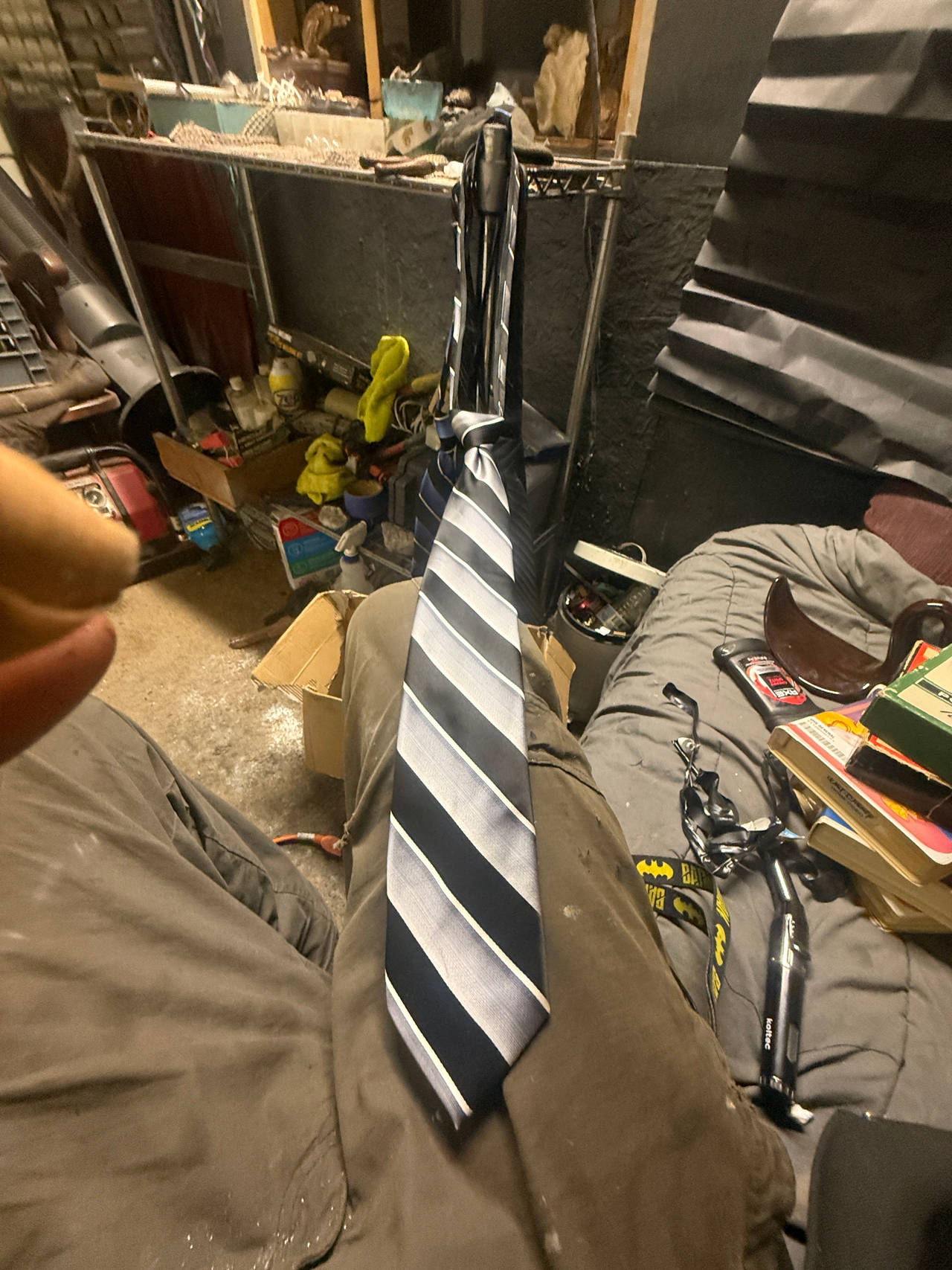 Navy and Silver Striped Tie