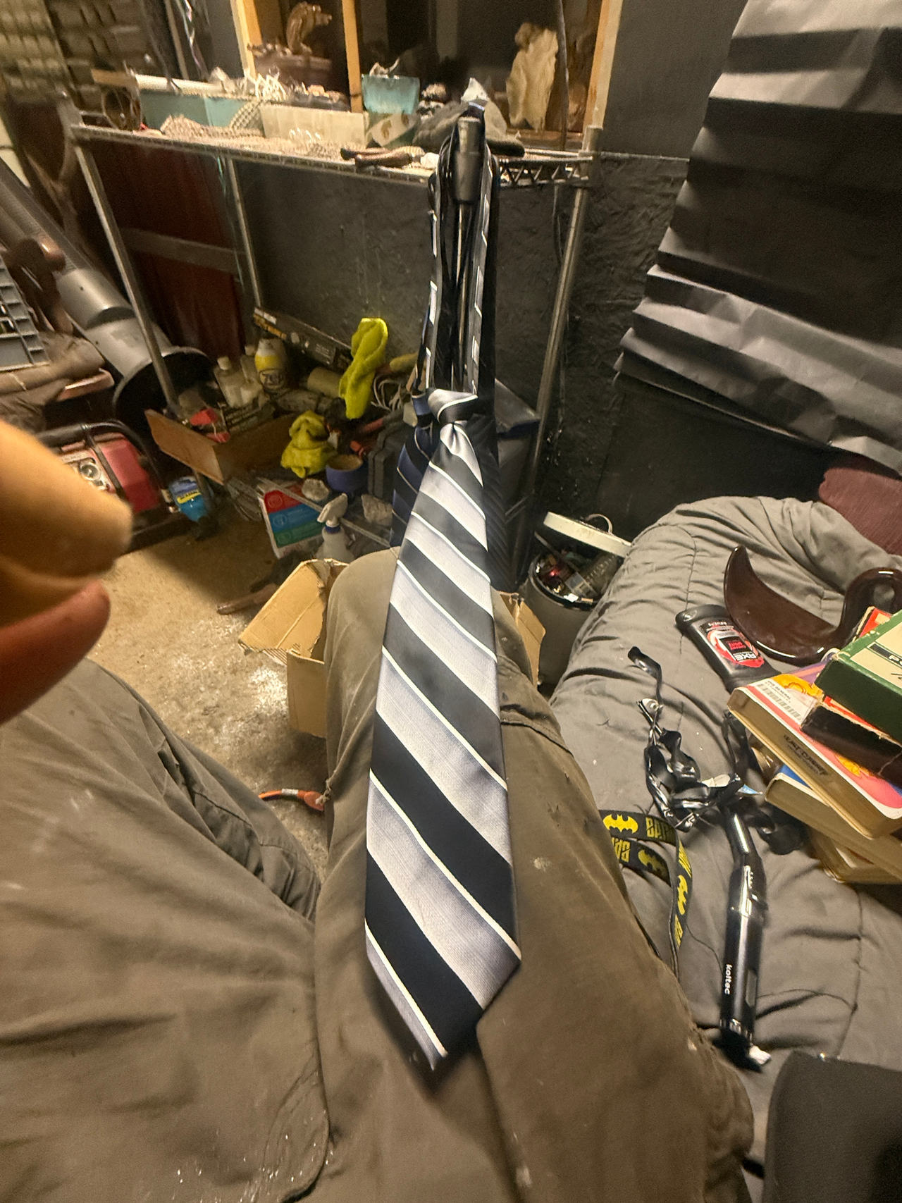 Navy and Silver Striped Tie