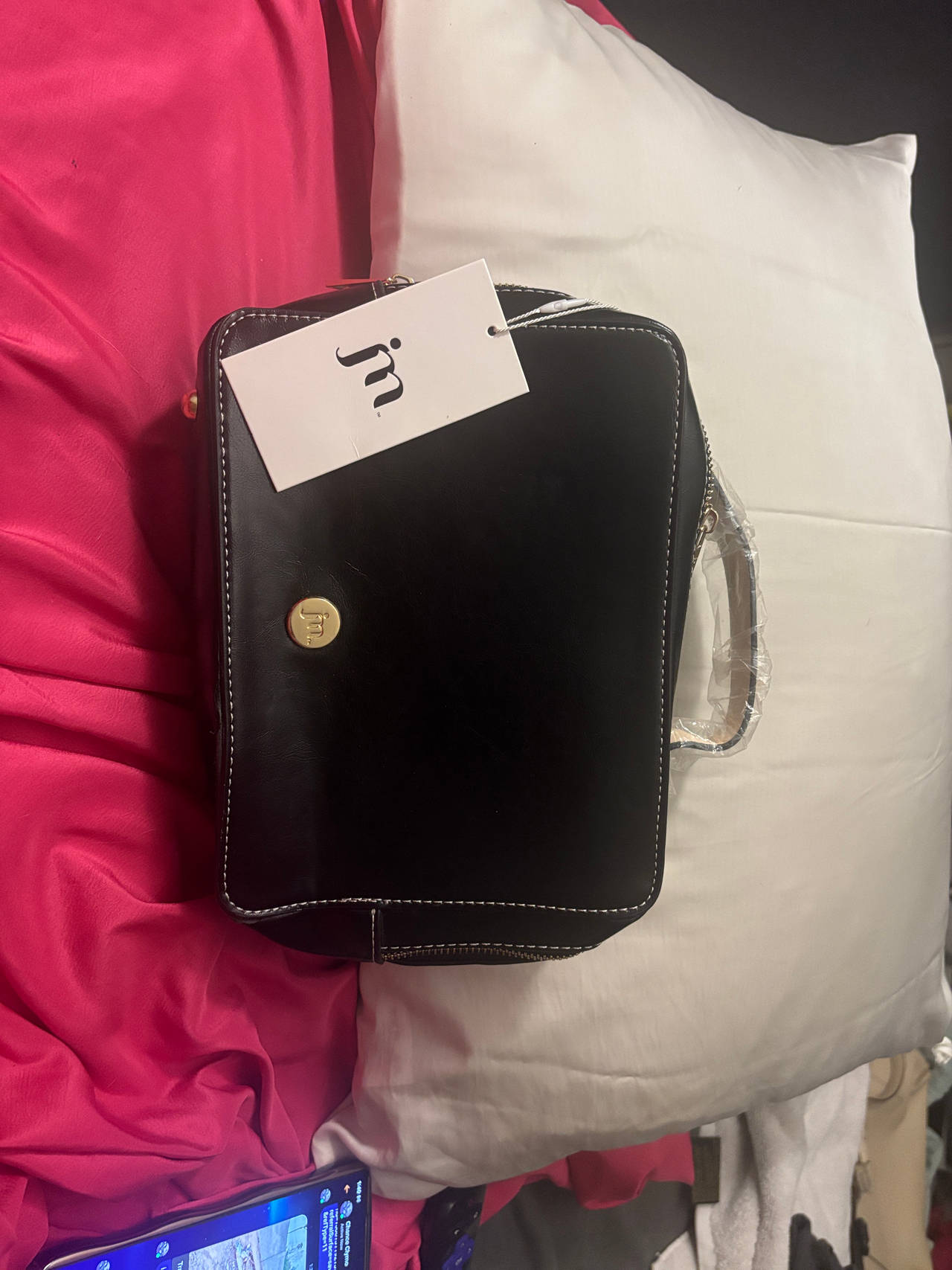 JM New York Black Leather Handbag
