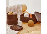LA JOLIE MUSE Fluted Cardboard Storage Baskets Set of 3 Chocolate Brown - Image 5