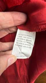 bebe Red Silk Button Down Blouse & Blashe Pleather Mini Skirt Set - Image 2