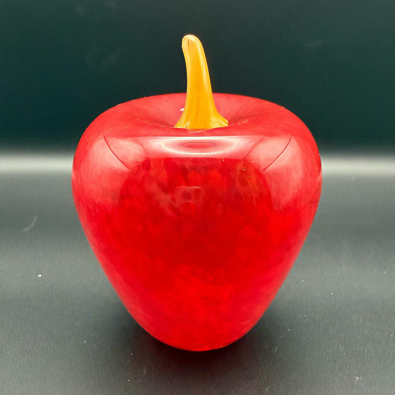 Murano Style Red Glass Apple Paperweight