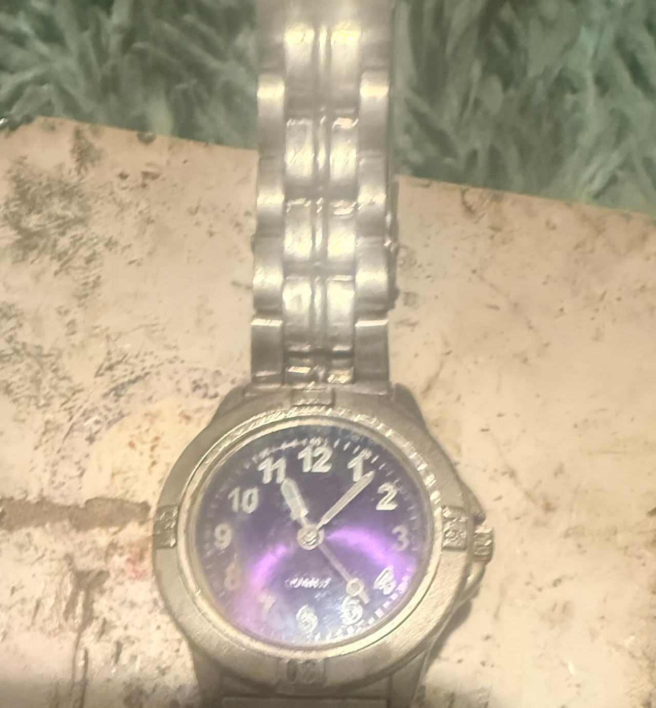 Armitron Purple Dial Stainless Steel Watch